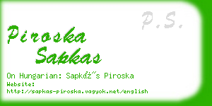 piroska sapkas business card